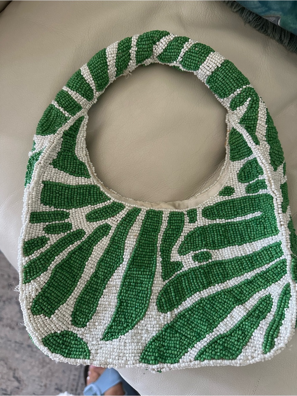 Beaded Palm Leaf Shoulder Bag